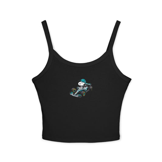Snoopy Mercedes AMG Petronas Formula 1 Team Crop Top: george russell F1 Fan Tank - Ribbed Racerback