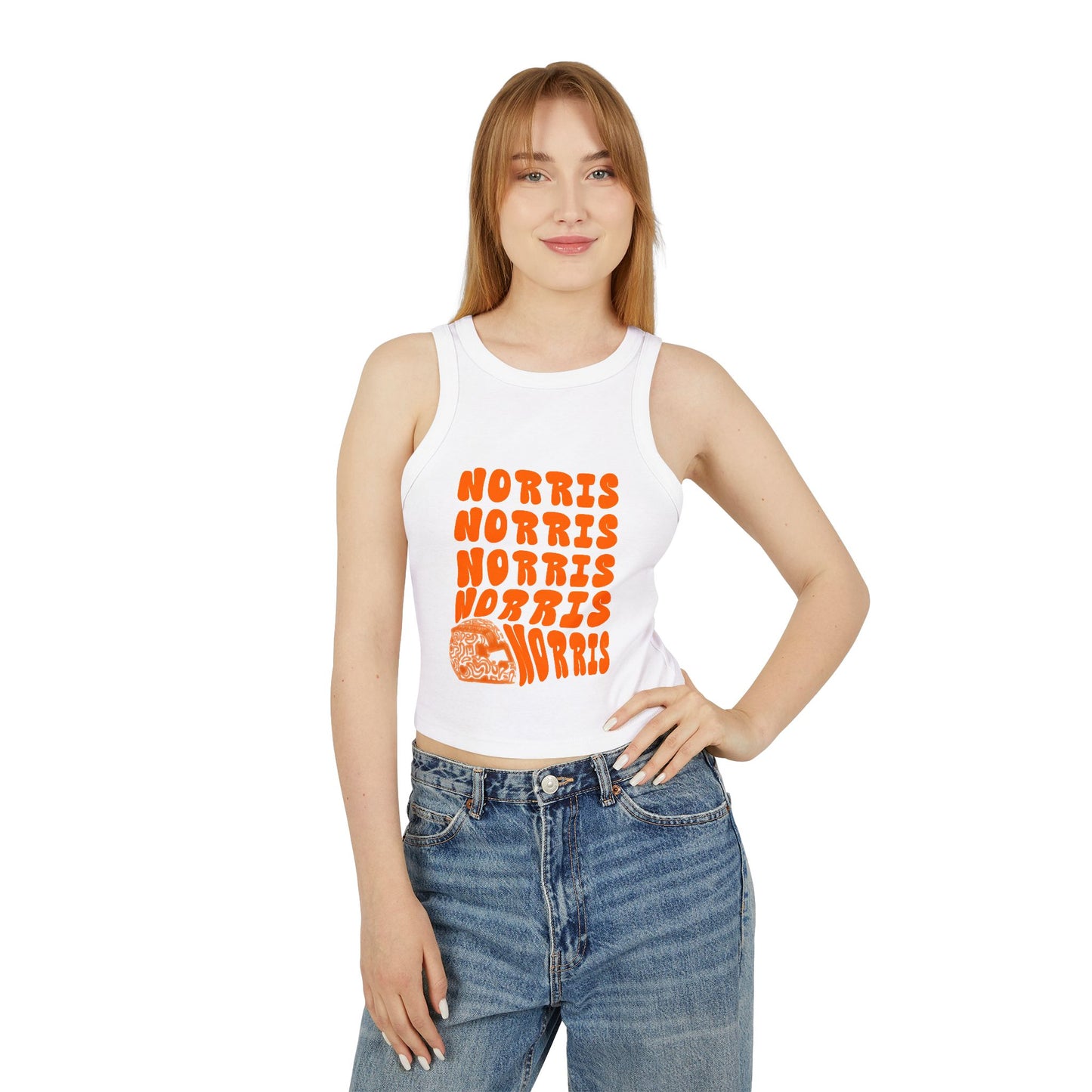 Lando Norris Racing Crop Top: Lando F1 Fan Tank - Ribbed Racerback Trendy Tank Top