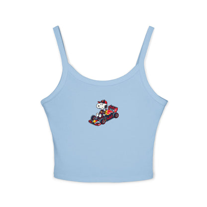 Snoopy Red Bull Racing Crop Top: Max Verstappen F1 Fan Tank - Ribbed Racerback
