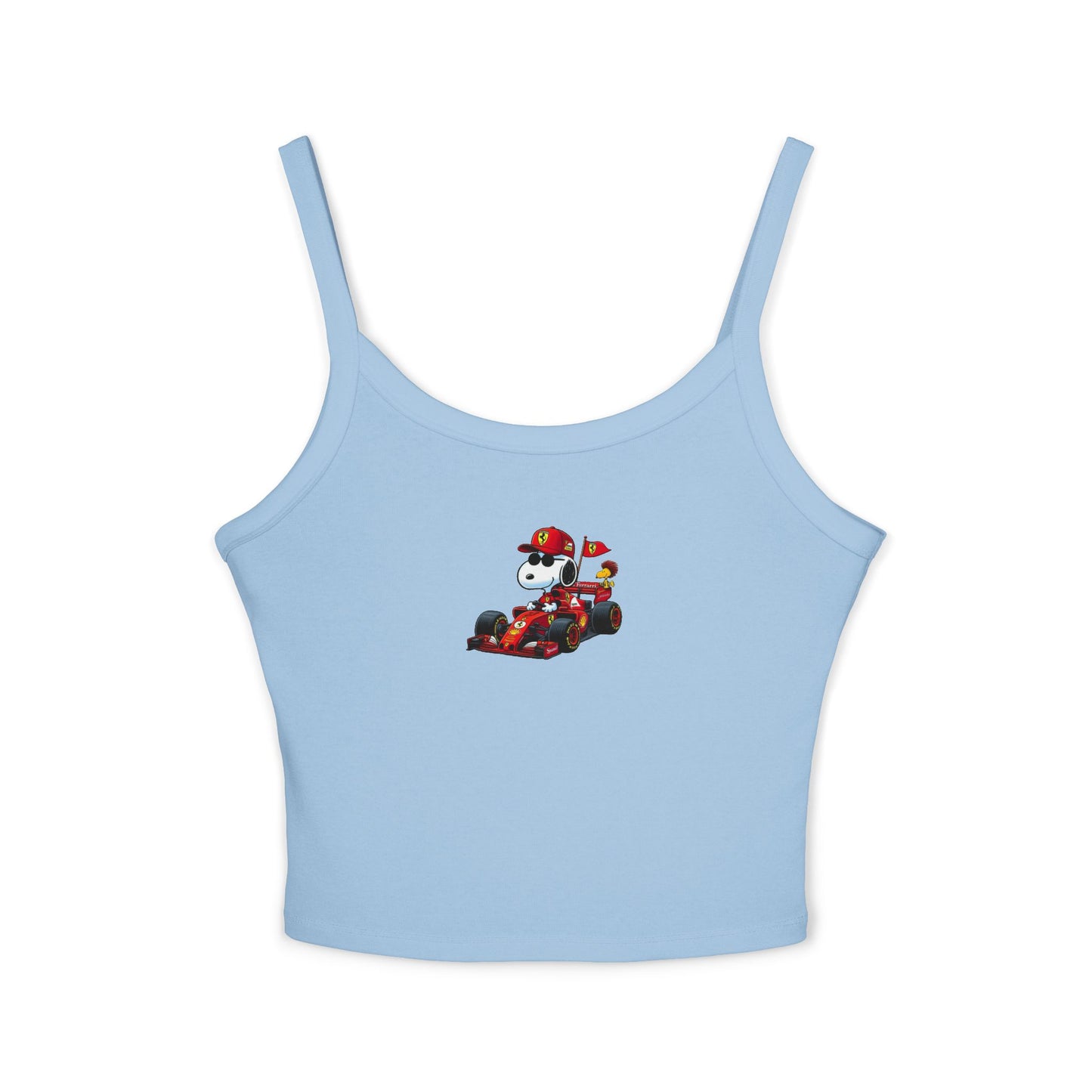Snoopy X Ferrari Crop Top: Charles Leclerc F1 Fan Tank - Ribbed Racerback
