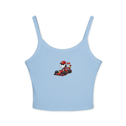 Snoopy X Ferrari Crop Top: Charles Leclerc F1 Fan Tank - Ribbed Racerback