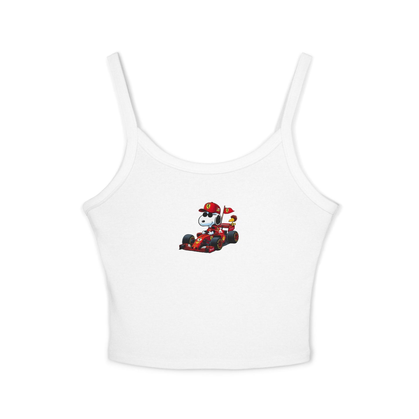 Snoopy X Ferrari Crop Top: Charles Leclerc F1 Fan Tank - Ribbed Racerback