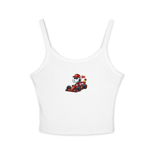 Snoopy X Ferrari Crop Top: Charles Leclerc F1 Fan Tank - Ribbed Racerback