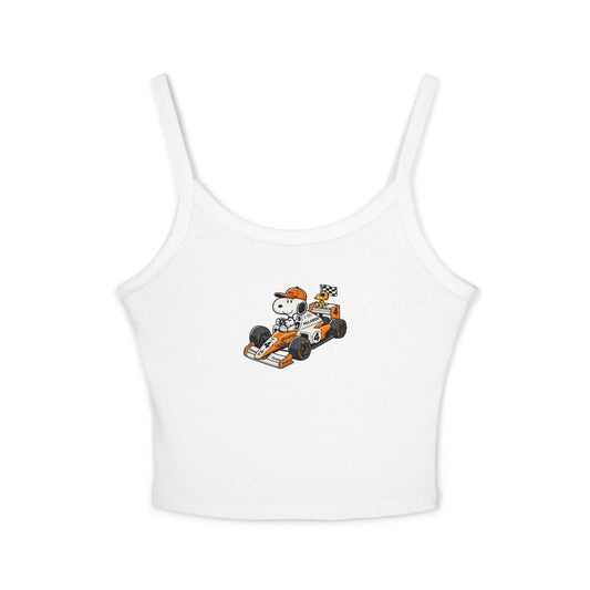 Snoopy F1 Team Crop Top : McLaren Racerback Tank Top for Formula 1 Fans, Cute Cartoon Racing Shirt