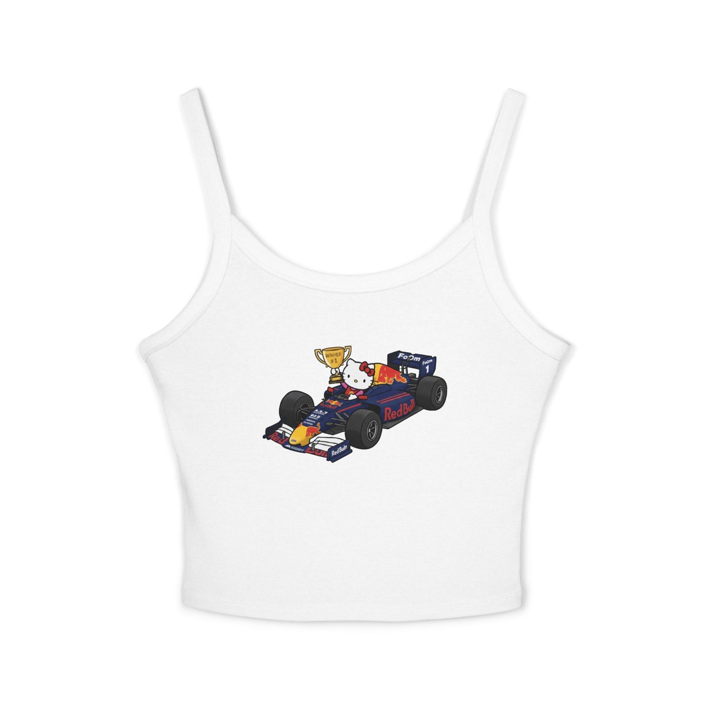 Red Bull Racing F1 X Hello Kitty Racerback Tank Top: Women's Cropped Max Verstapen Teel