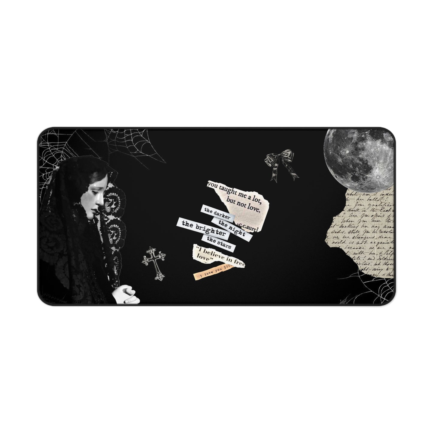 Gothic Desk Mat with Enigmatic Quotes, Halloween Decor, Office Accessories, Home Office Decor, Unique Gift Idea