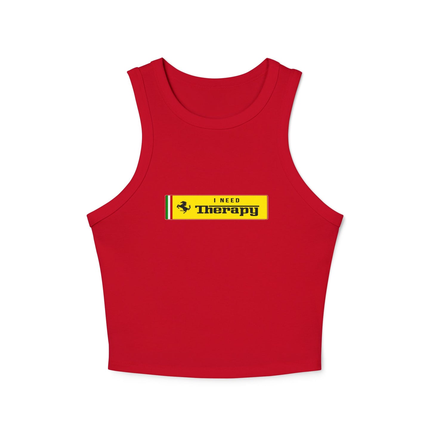 I Need Thearapy Ferrari Racing Crop Top: Charles Leclerc F1 Fan Tank - Ribbed Racerback Trendy Tank Top