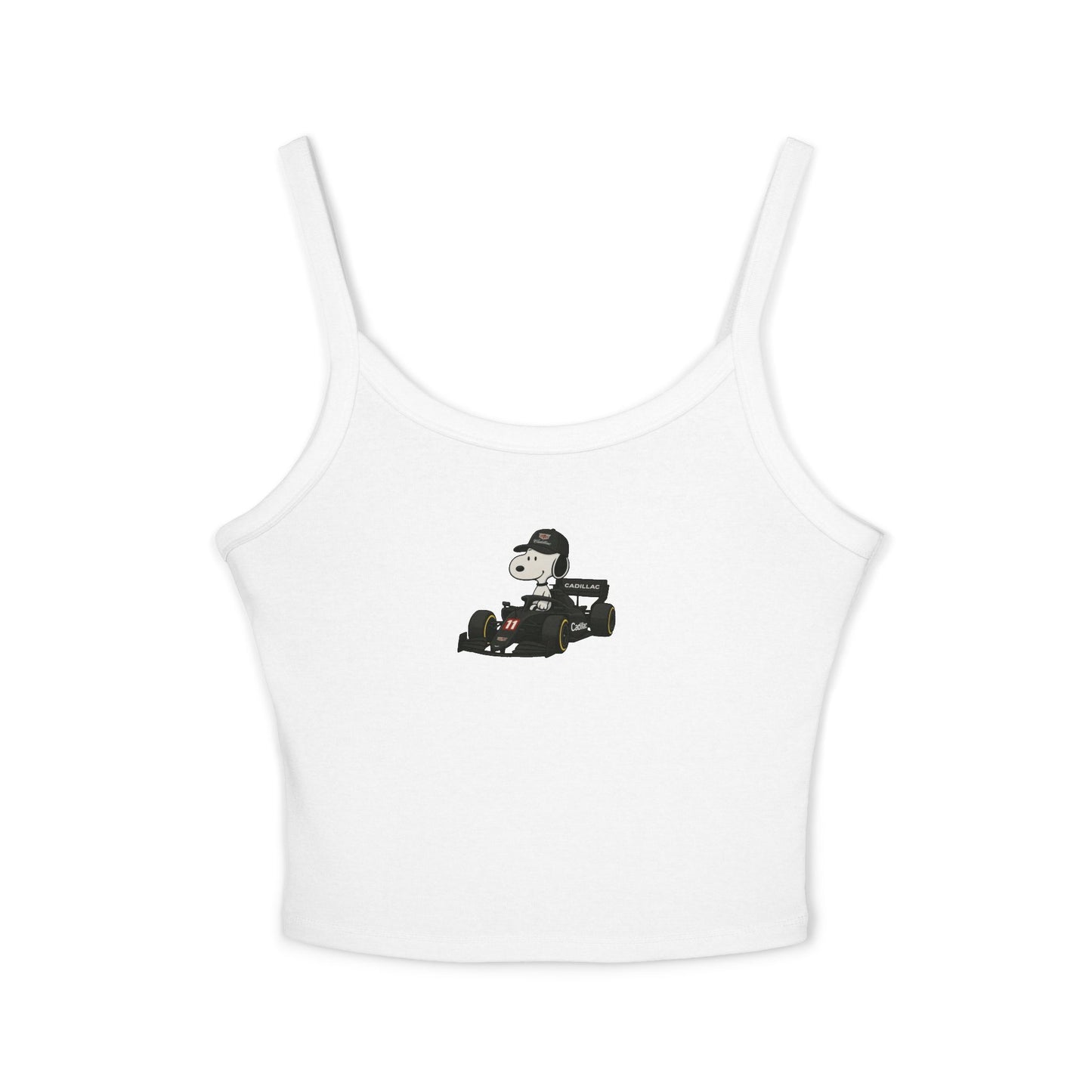 Snoopy Red Cadillac Formula 1 Team Crop Top: Checo perez F1 Fan Tank - Ribbed Racerback