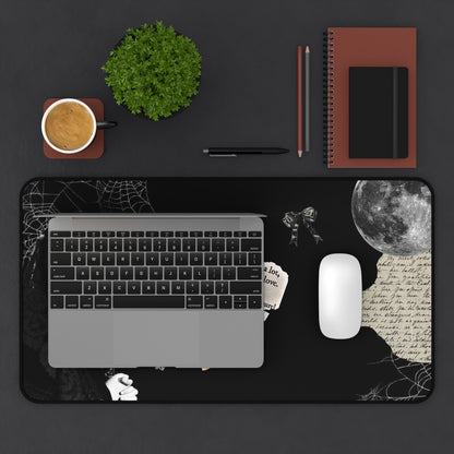 Gothic Desk Mat with Enigmatic Quotes, Halloween Decor, Office Accessories, Home Office Decor, Unique Gift Idea