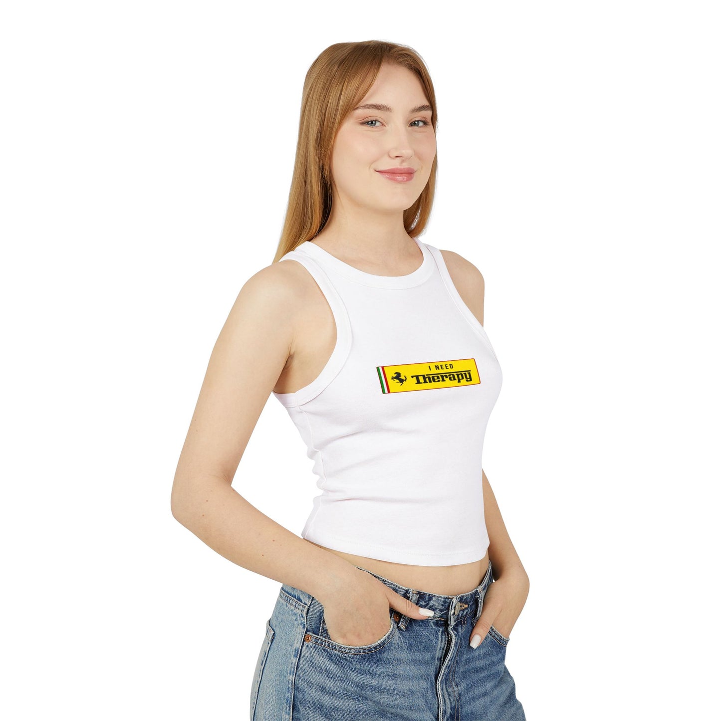 I Need Thearapy Ferrari Racing Crop Top: Charles Leclerc F1 Fan Tank - Ribbed Racerback Trendy Tank Top