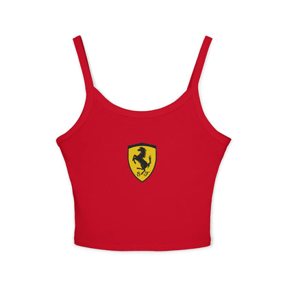 Ferrari Tank Top, Women's F1 Cropped Shirt in Red, White, & Black, Scuderia Ferrari Racing Logo Tee, Formula 1 Gift, Racerback Fit Top,