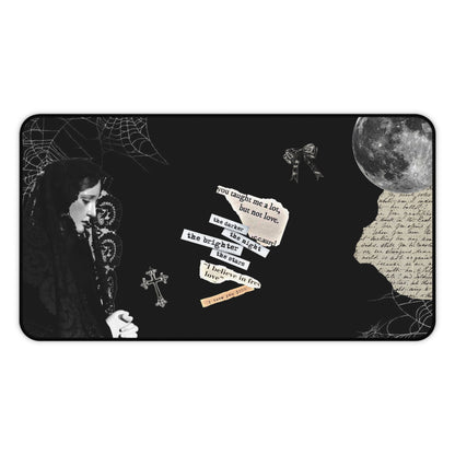 Gothic Desk Mat with Enigmatic Quotes, Halloween Decor, Office Accessories, Home Office Decor, Unique Gift Idea