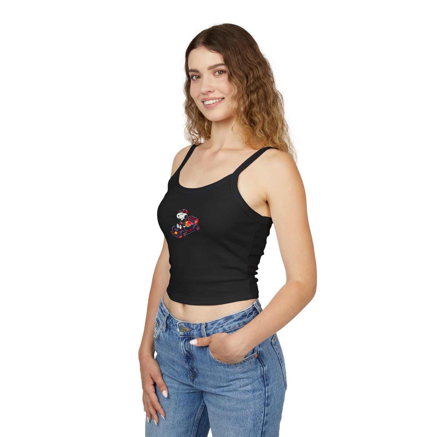 Snoopy Red Bull Racing Crop Top: Max Verstappen F1 Fan Tank - Ribbed Racerback