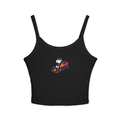 Snoopy Red Bull Racing Crop Top: Max Verstappen F1 Fan Tank - Ribbed Racerback