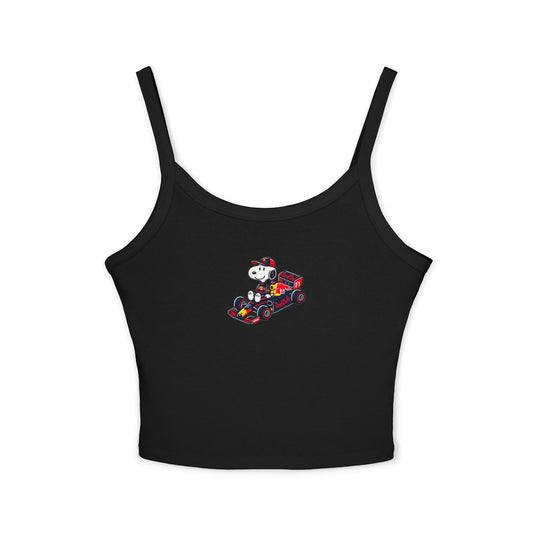 Snoopy Red Bull Racing Crop Top: Max Verstappen F1 Fan Tank - Ribbed Racerback