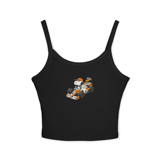 Snoopy F1 Team Crop Top : McLaren Racerback Tank Top for Formula 1 Fans, Cute Cartoon Racing Shirt