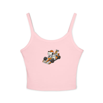 Snoopy F1 Team Crop Top : McLaren Racerback Tank Top for Formula 1 Fans, Cute Cartoon Racing Shirt