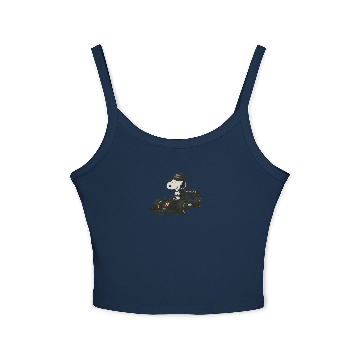 Snoopy Red Cadillac Formula 1 Team Crop Top: Checo perez F1 Fan Tank - Ribbed Racerback