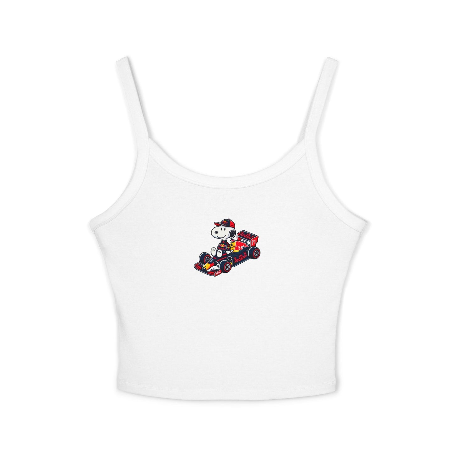 Snoopy Red Bull Racing Crop Top: Max Verstappen F1 Fan Tank - Ribbed Racerback