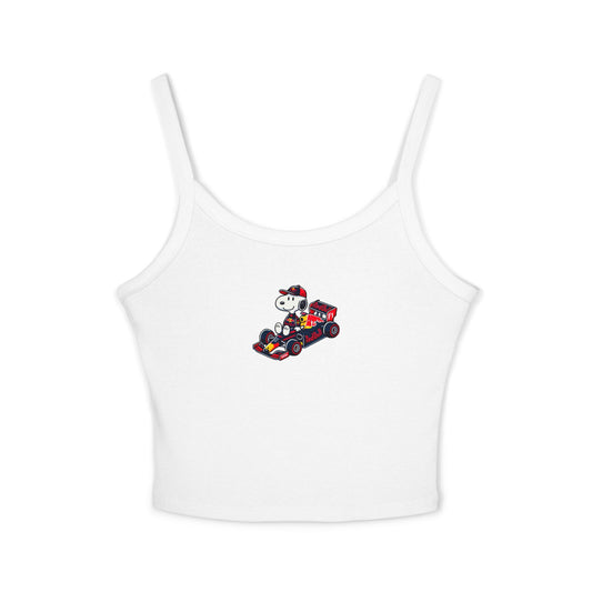 Snoopy Red Bull Racing Crop Top: Max Verstappen F1 Fan Tank - Ribbed Racerback