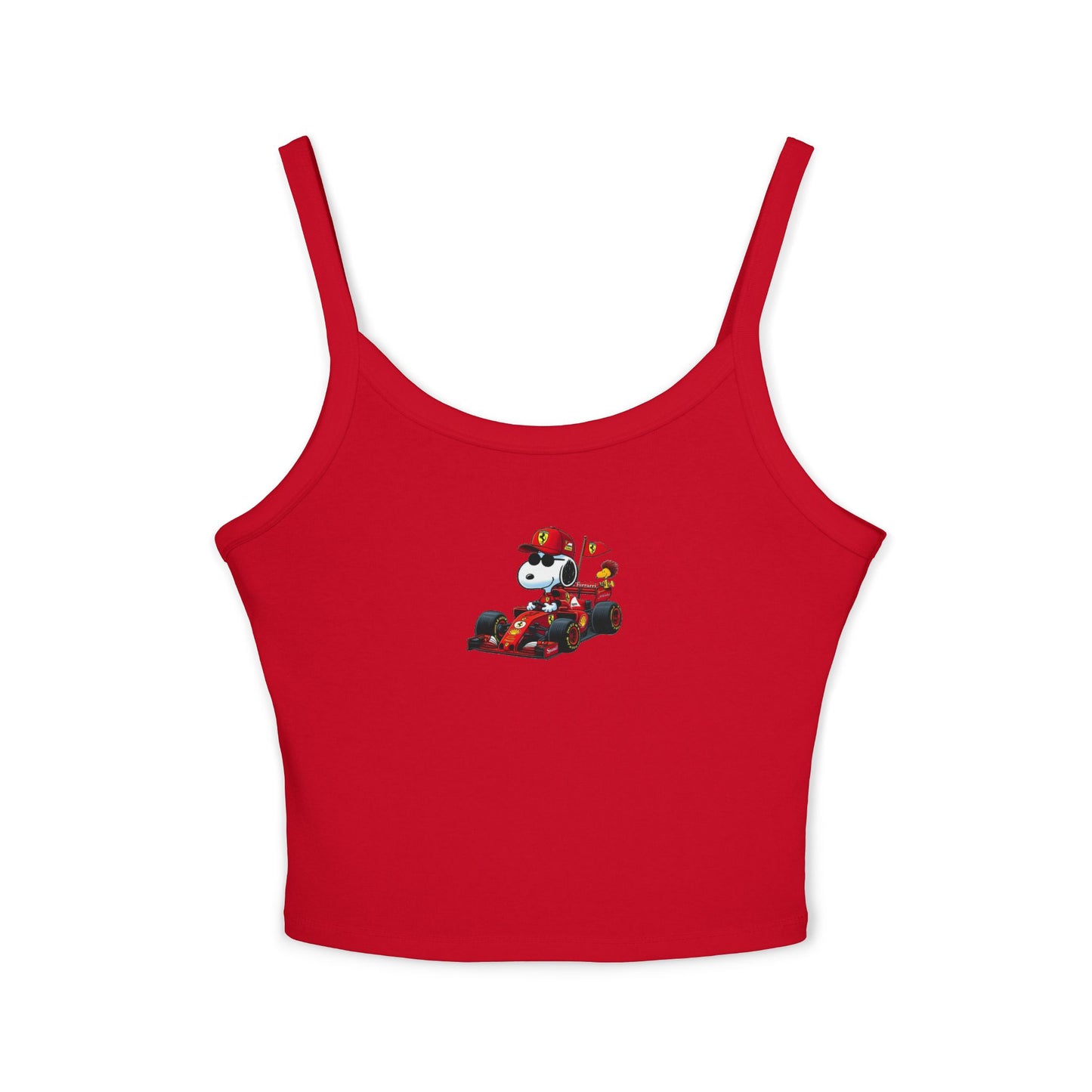 Snoopy X Ferrari Crop Top: Charles Leclerc F1 Fan Tank - Ribbed Racerback