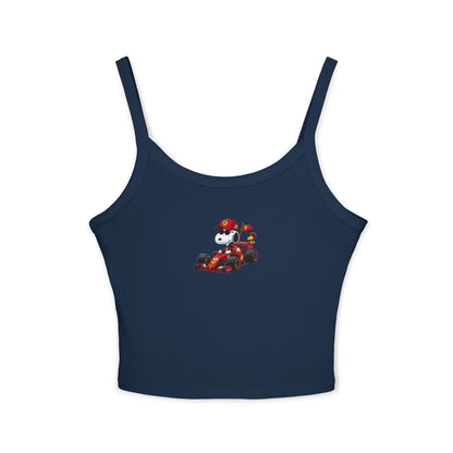 Snoopy X Ferrari Crop Top: Charles Leclerc F1 Fan Tank - Ribbed Racerback