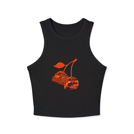 Cherry McLaren Racerback Tank Top with Lando Norris Helmet and Oscar Piastri Helmet Loose Fit Formula 1 Graphic Tee McLaren F1