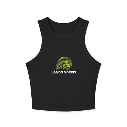 Women's Racer Tank Top - Lando Norris 2025 Helmet Graphic Tee, Y2K Style McLaren F1 Shirt, Crop Top
