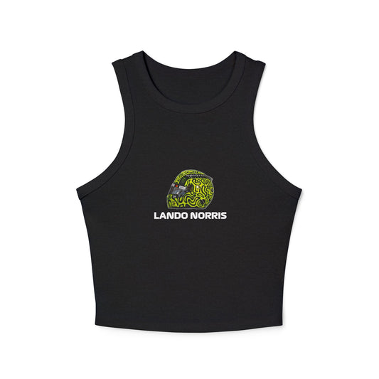 Women's Racer Tank Top - Lando Norris 2025 Helmet Graphic Tee, Y2K Style McLaren F1 Shirt, Crop Top
