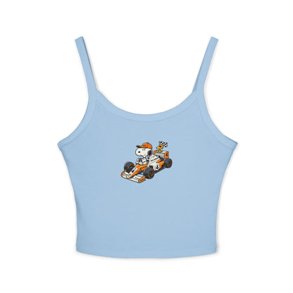 Snoopy F1 Team Crop Top : McLaren Racerback Tank Top for Formula 1 Fans, Cute Cartoon Racing Shirt