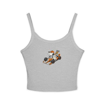 Snoopy F1 Team Crop Top : McLaren Racerback Tank Top for Formula 1 Fans, Cute Cartoon Racing Shirt