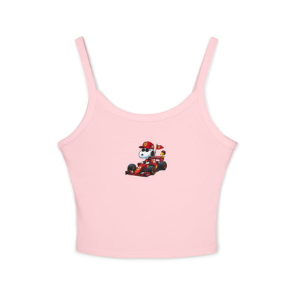 Snoopy X Ferrari Crop Top: Charles Leclerc F1 Fan Tank - Ribbed Racerback