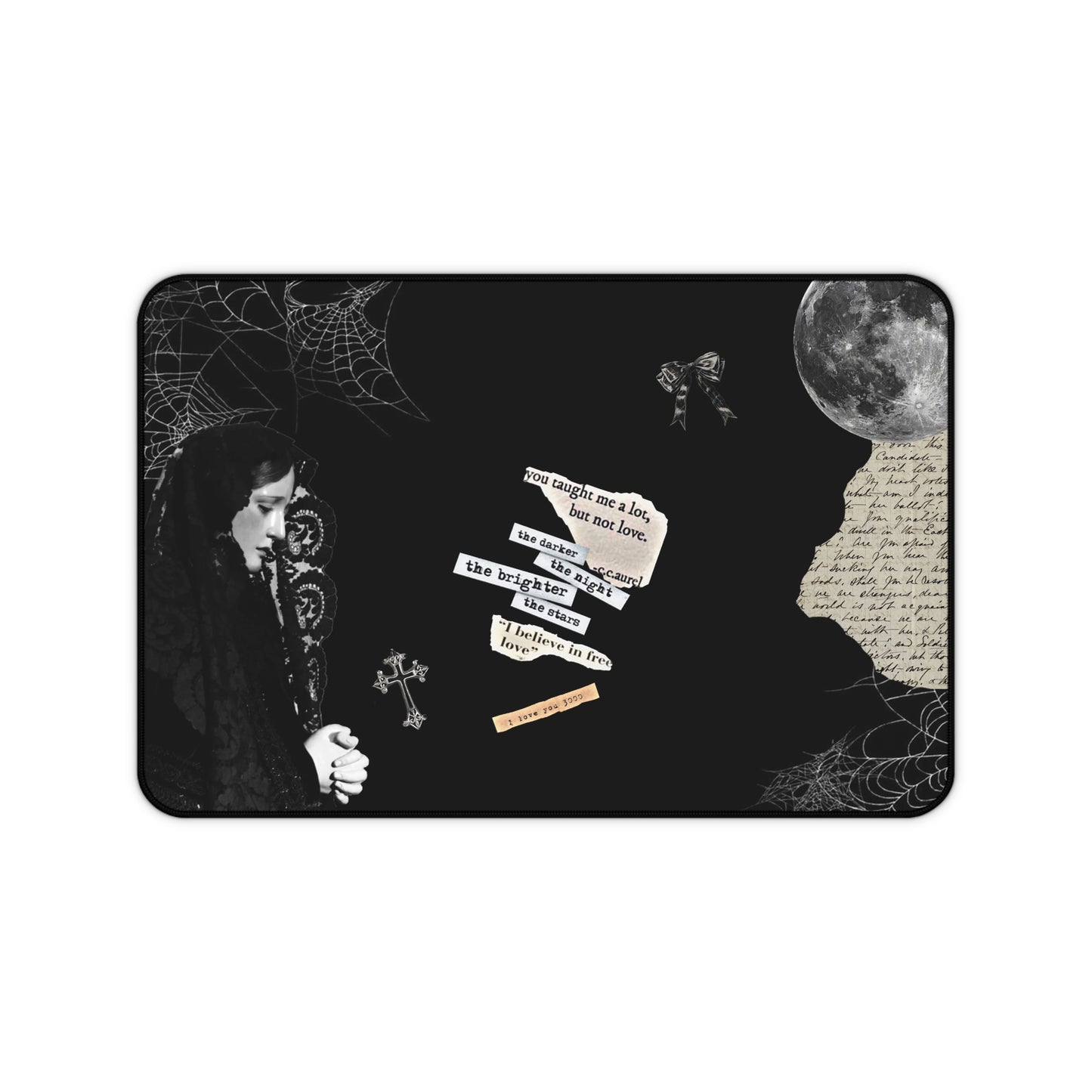 Gothic Desk Mat with Enigmatic Quotes, Halloween Decor, Office Accessories, Home Office Decor, Unique Gift Idea