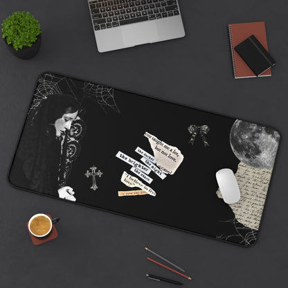 Gothic Desk Mat with Enigmatic Quotes, Halloween Decor, Office Accessories, Home Office Decor, Unique Gift Idea