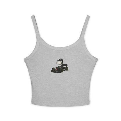 Snoopy Red Cadillac Formula 1 Team Crop Top: Checo perez F1 Fan Tank - Ribbed Racerback