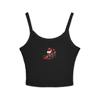 Snoopy X Ferrari Crop Top: Charles Leclerc F1 Fan Tank - Ribbed Racerback