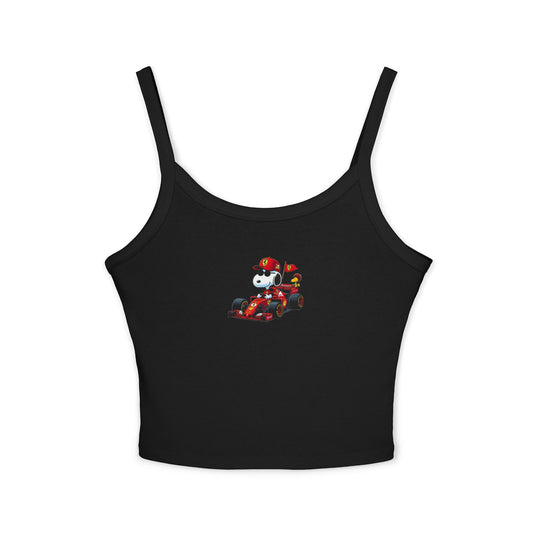 Snoopy X Ferrari Crop Top: Charles Leclerc F1 Fan Tank - Ribbed Racerback