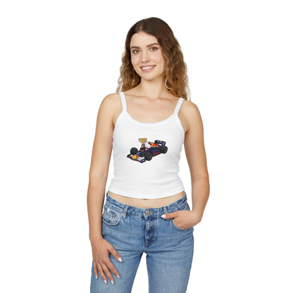 Red Bull Racing F1 X Hello Kitty Racerback Tank Top: Women's Cropped Max Verstapen Teel