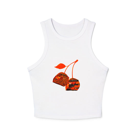 Cherry McLaren Racerback Tank Top with Lando Norris Helmet and Oscar Piastri Helmet Loose Fit Formula 1 Graphic Tee McLaren F1