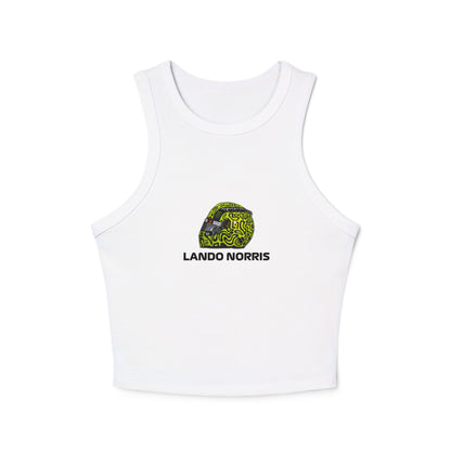 Women's Racer Tank Top - Lando Norris 2025 Helmet Graphic Tee, Y2K Style McLaren F1 Shirt, Crop Top