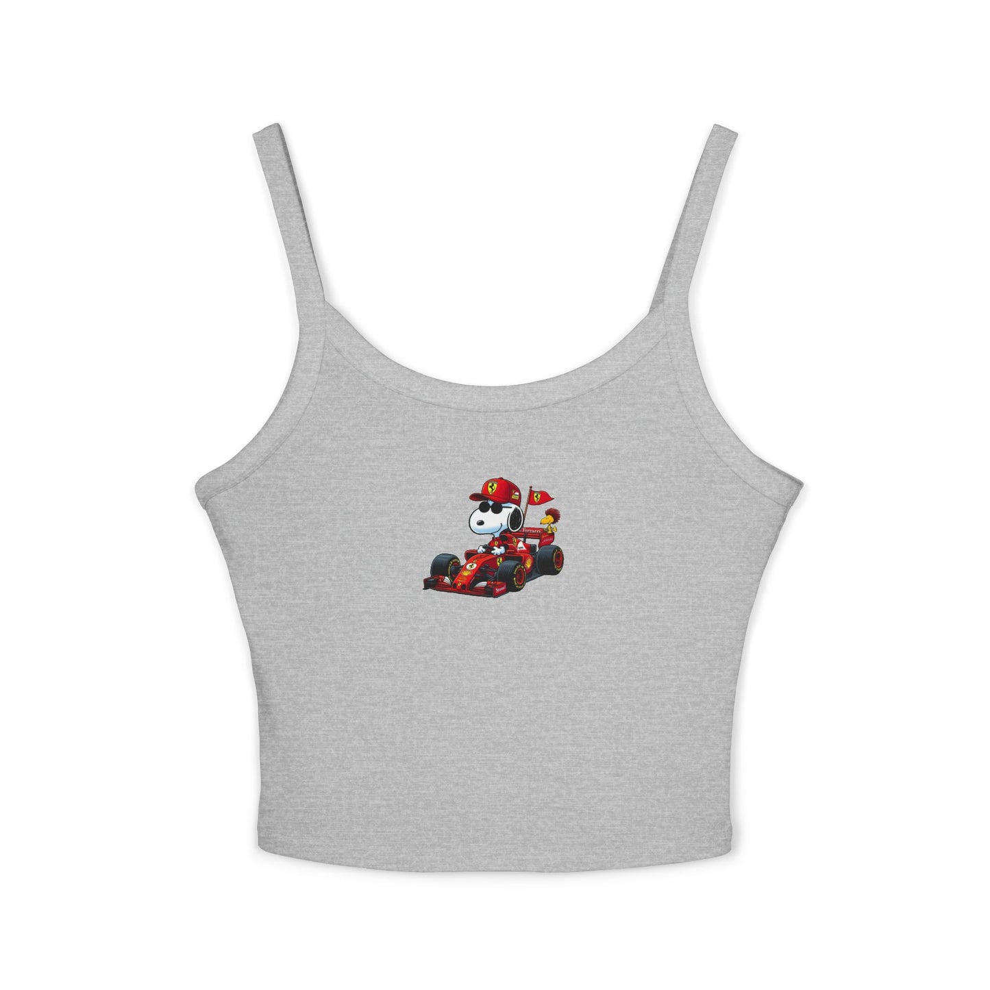 Snoopy X Ferrari Crop Top: Charles Leclerc F1 Fan Tank - Ribbed Racerback