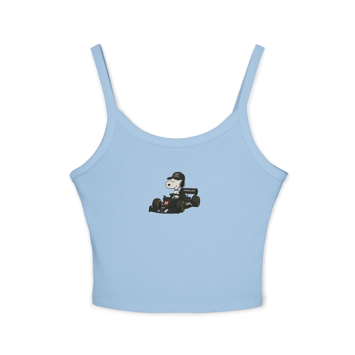 Snoopy Red Cadillac Formula 1 Team Crop Top: Checo perez F1 Fan Tank - Ribbed Racerback