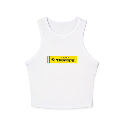 I Need Thearapy Ferrari Racing Crop Top: Charles Leclerc F1 Fan Tank - Ribbed Racerback Trendy Tank Top