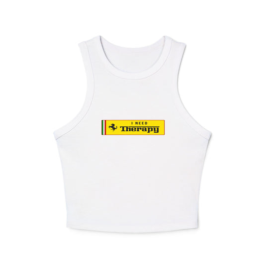 I Need Thearapy Ferrari Racing Crop Top: Charles Leclerc F1 Fan Tank - Ribbed Racerback Trendy Tank Top