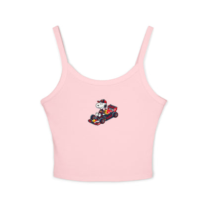 Snoopy Red Bull Racing Crop Top: Max Verstappen F1 Fan Tank - Ribbed Racerback
