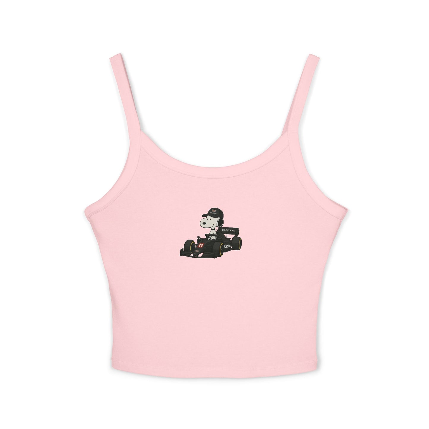 Snoopy Red Cadillac Formula 1 Team Crop Top: Checo perez F1 Fan Tank - Ribbed Racerback