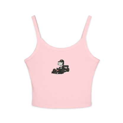 Snoopy Red Cadillac Formula 1 Team Crop Top: Checo perez F1 Fan Tank - Ribbed Racerback